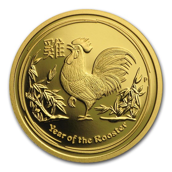 2017 Australia 1/10 oz Gold Lunar Rooster Proof (w/box & COA) 2017 Australia 1/10 oz Gold Lunar Rooster Proof (w/box & COA)